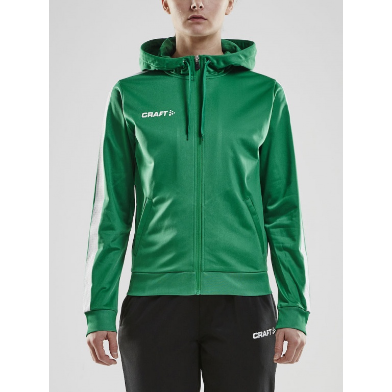 Craft Bluza z kapturem Fullzip Pro Control zielona/biała Damska